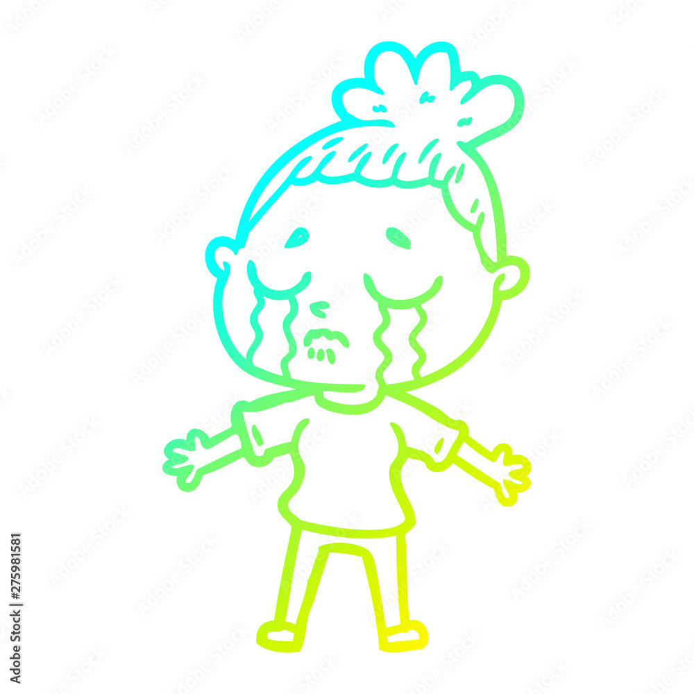 cold gradient line drawing cartoon crying woman cold gradient line drawing cartoon crying woman