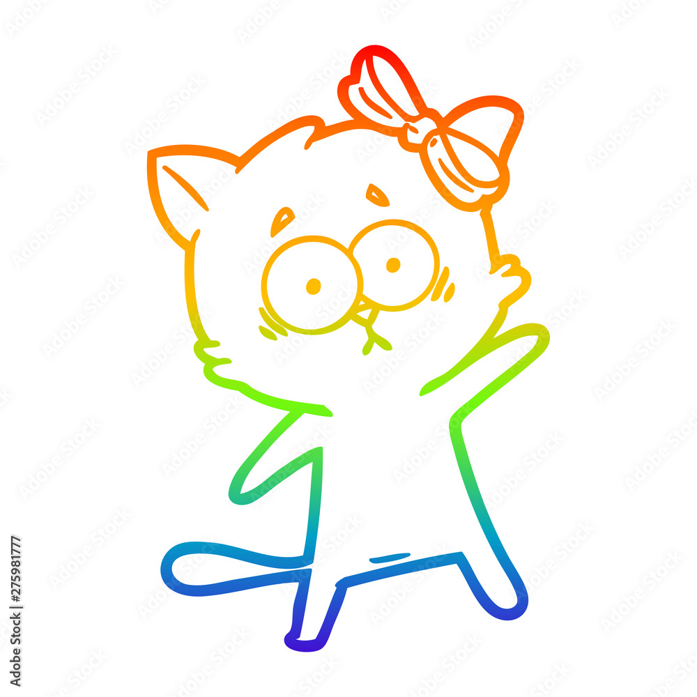 Fototapeta premium rainbow gradient line drawing cartoon cat