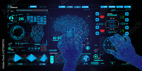 Hand touching the future User Interface technology and the future of user experience.