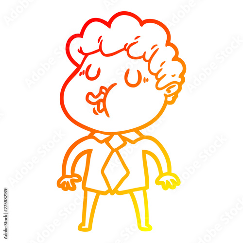 warm gradient line drawing cartoon man singing