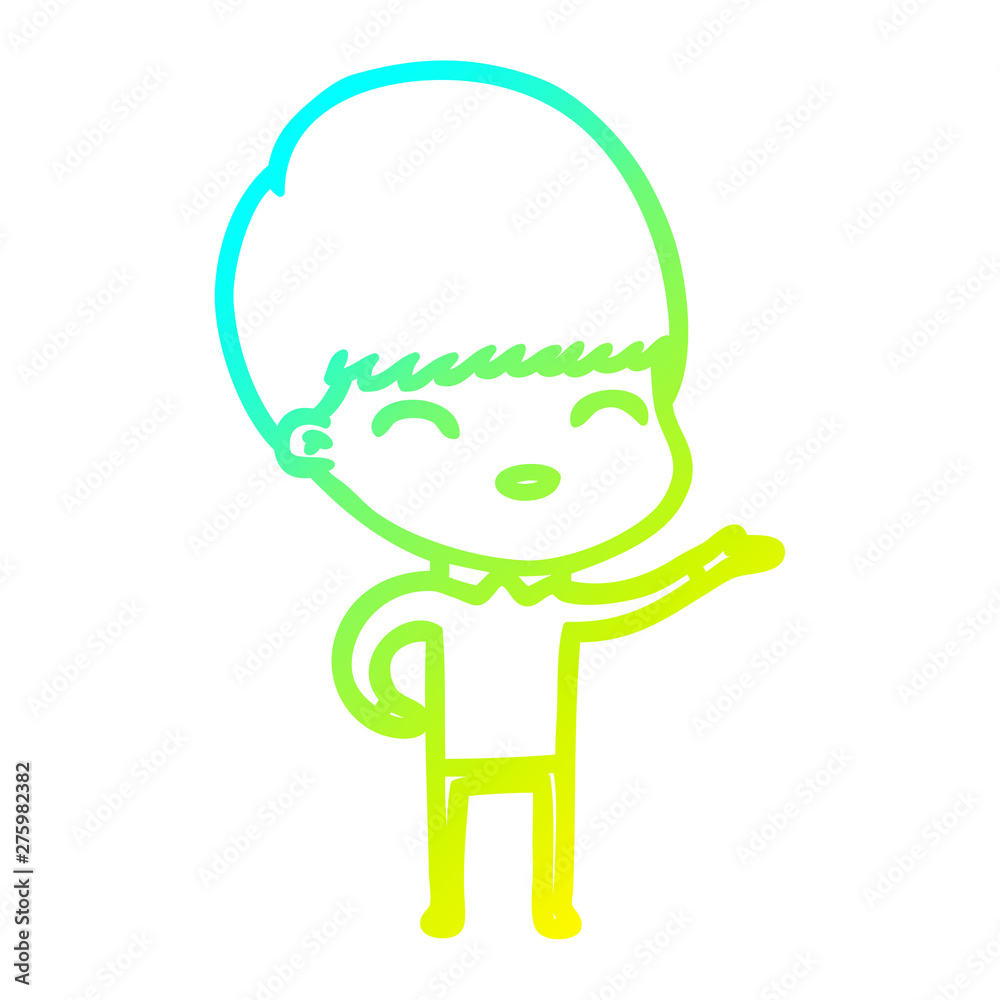 cold gradient line drawing happy cartoon boy cold gradient line drawing happy cartoon boy