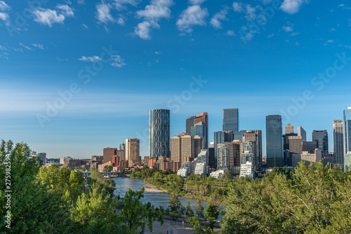 Panoramic view of Calgary s skyline on a summer day.