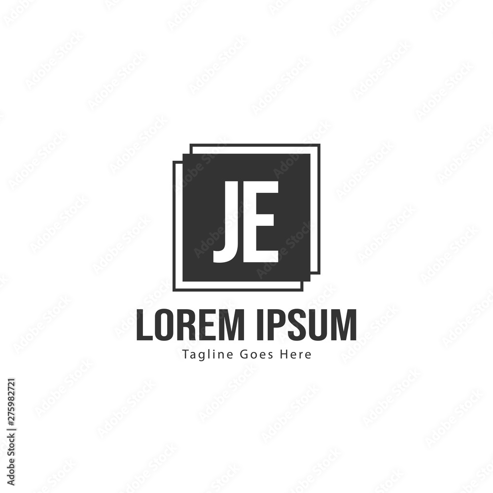 Initial JE logo template with modern frame. Minimalist JE letter logo vector illustration
