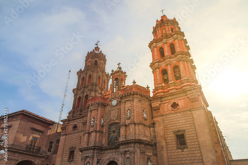 June 20, 2019 San Luis Potosí, Mexico:Churches of the historic center of the ...