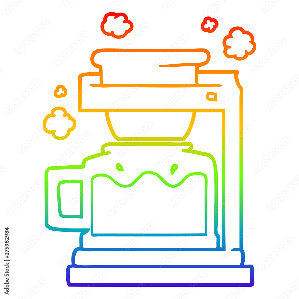 rainbow gradient line drawing cartoon coffee pot rainbow gradient line drawing cartoon coffee pot