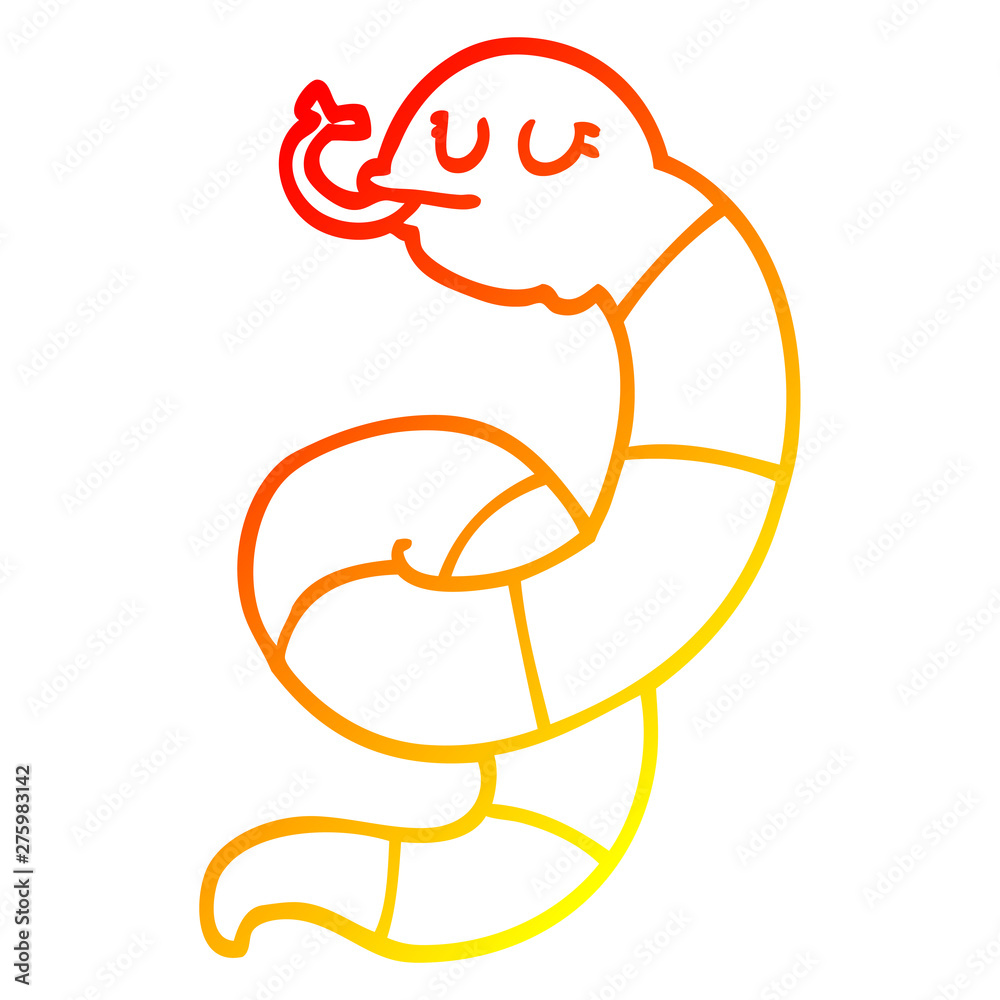 warm gradient line drawing cartoon snake coiled