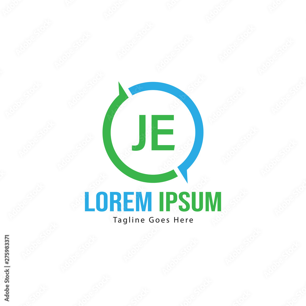 Initial JE logo template with modern frame. Minimalist JE letter logo vector illustration Initial JE logo template with modern frame. Minimalist JE letter logo vector illustration