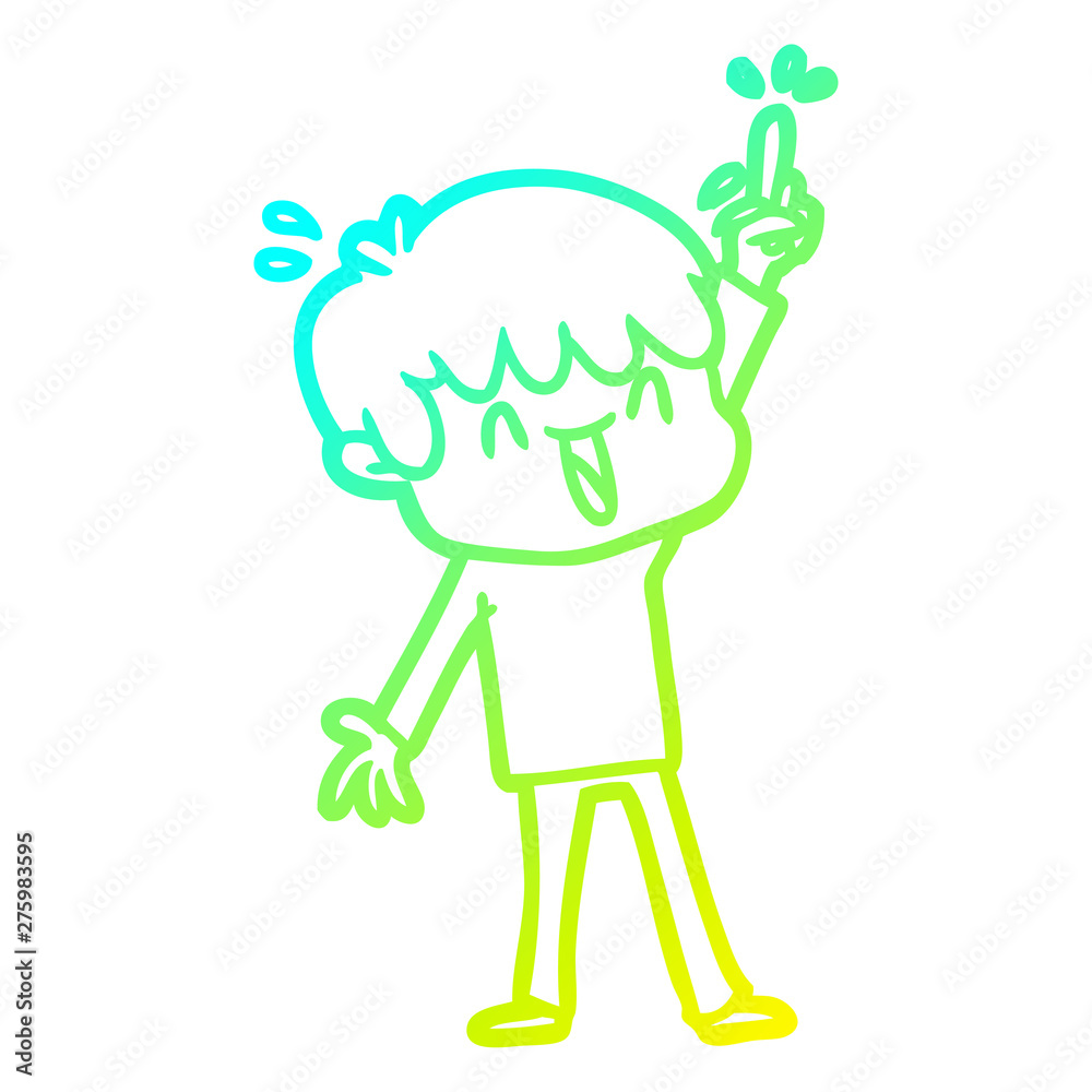 Obraz premium cold gradient line drawing cartoon laughing boy