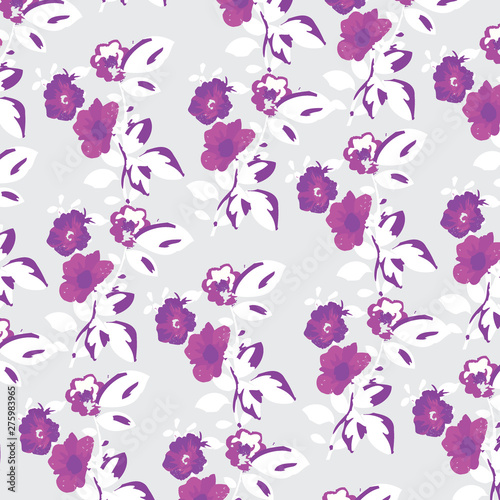 Floral bouquet vector pattern with small flowers and leaves