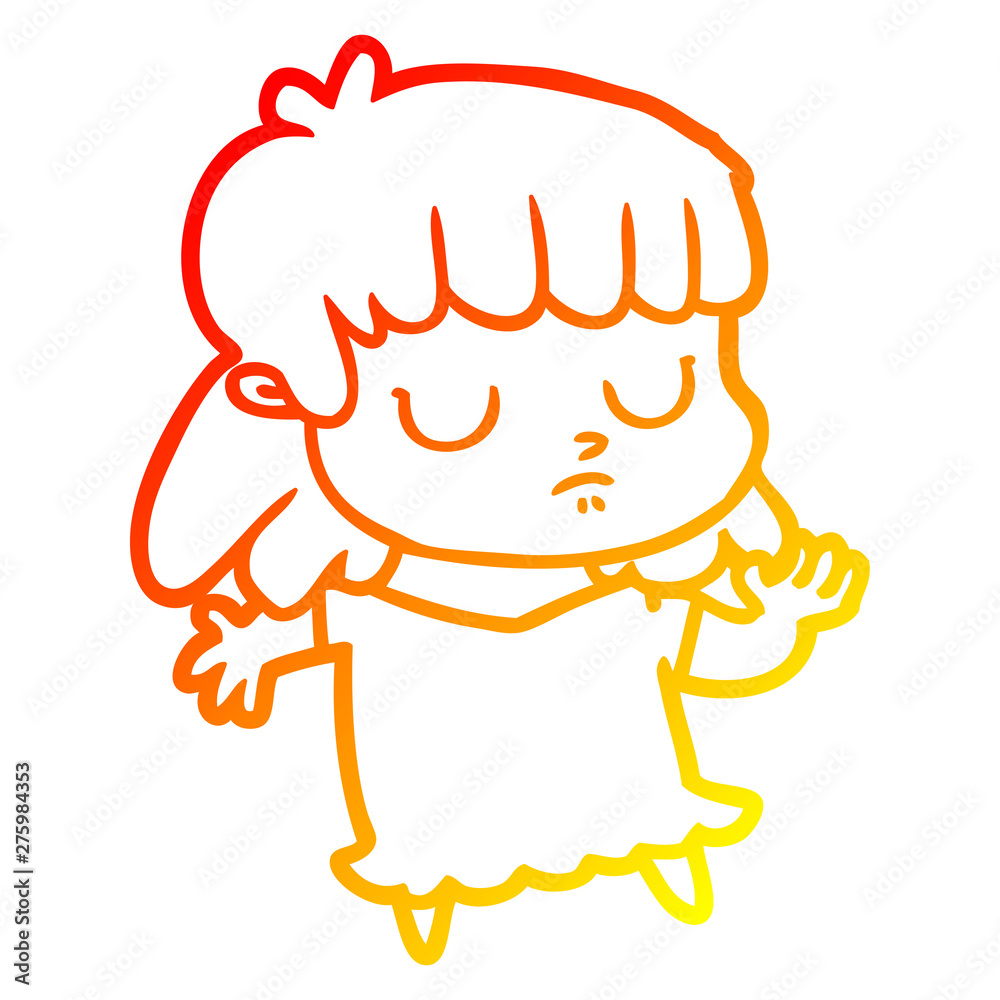 warm gradient line drawing cartoon indifferent woman warm gradient line drawing cartoon indifferent woman