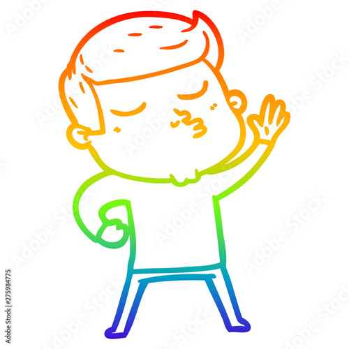 rainbow gradient line drawing cartoon model guy pouting