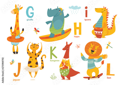 Part 2 of animals abc with cute cartoon animals and letters. Letters G-L.