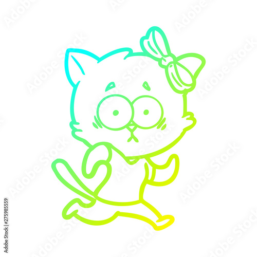 Fototapeta Naklejka Na Ścianę i Meble -  cold gradient line drawing cartoon cat