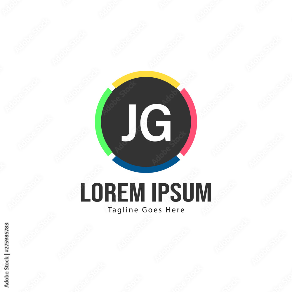 Initial JG logo template with modern frame. Minimalist JG letter logo vector illustration