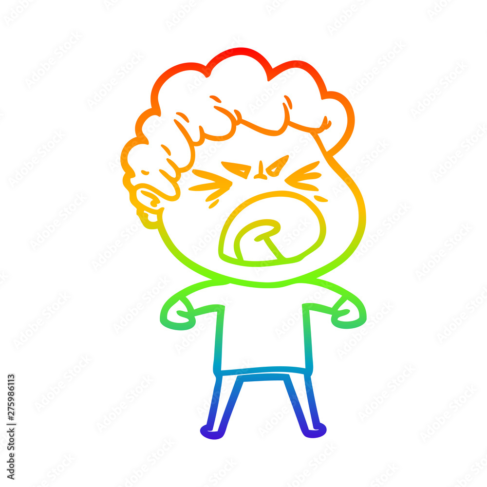 rainbow gradient line drawing cartoon furious man rainbow gradient line drawing cartoon furious man