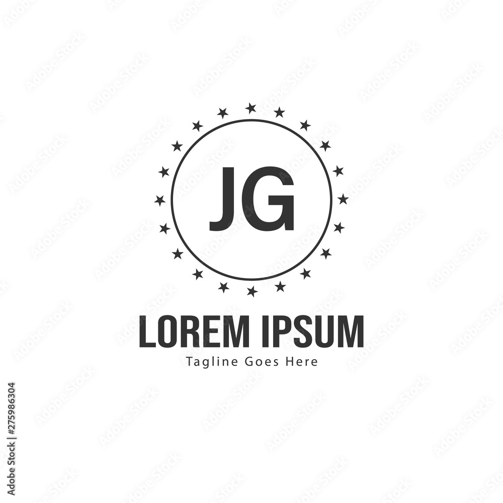 Initial JG logo template with modern frame. Minimalist JG letter logo vector illustration