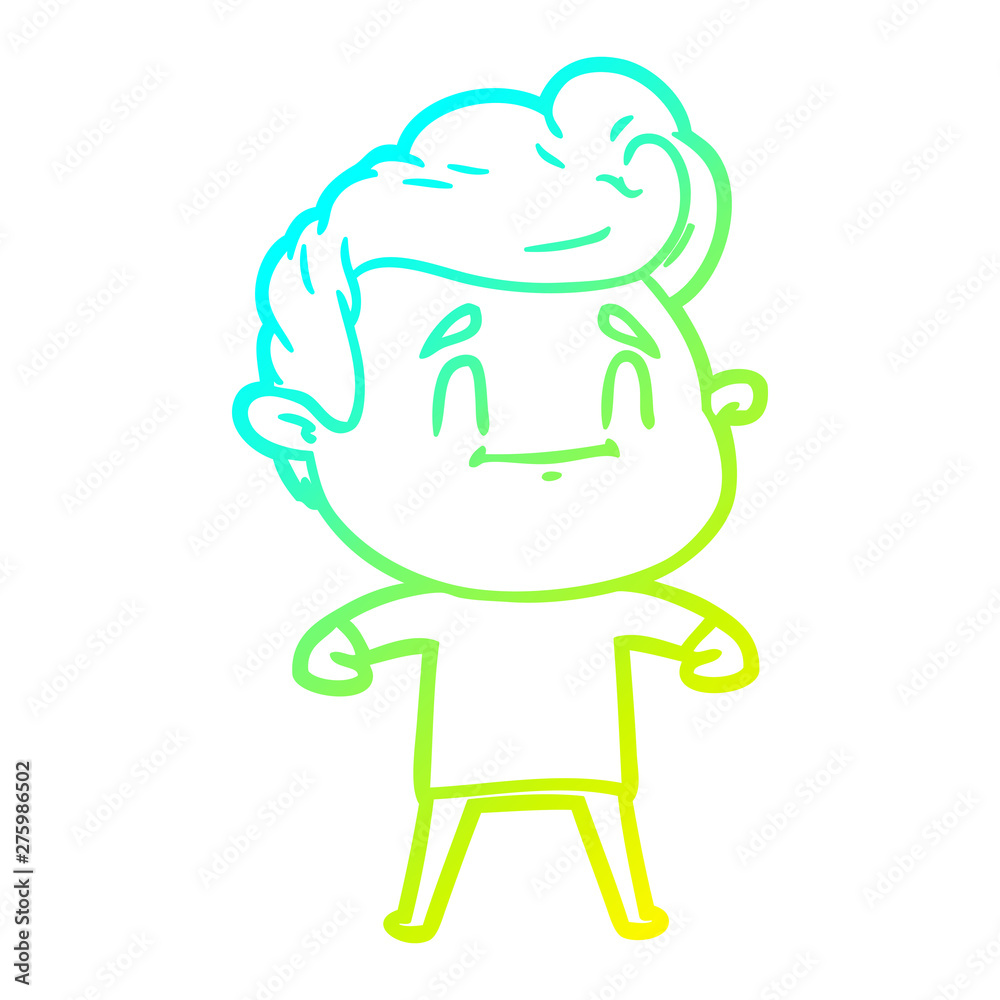 cold gradient line drawing happy cartoon man cold gradient line drawing happy cartoon man