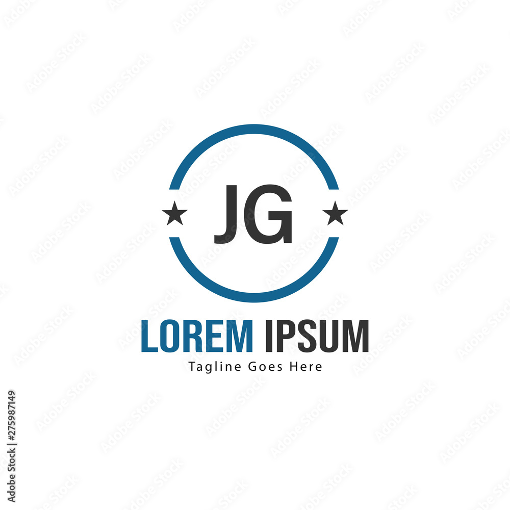 Initial JG logo template with modern frame. Minimalist JG letter logo vector illustration