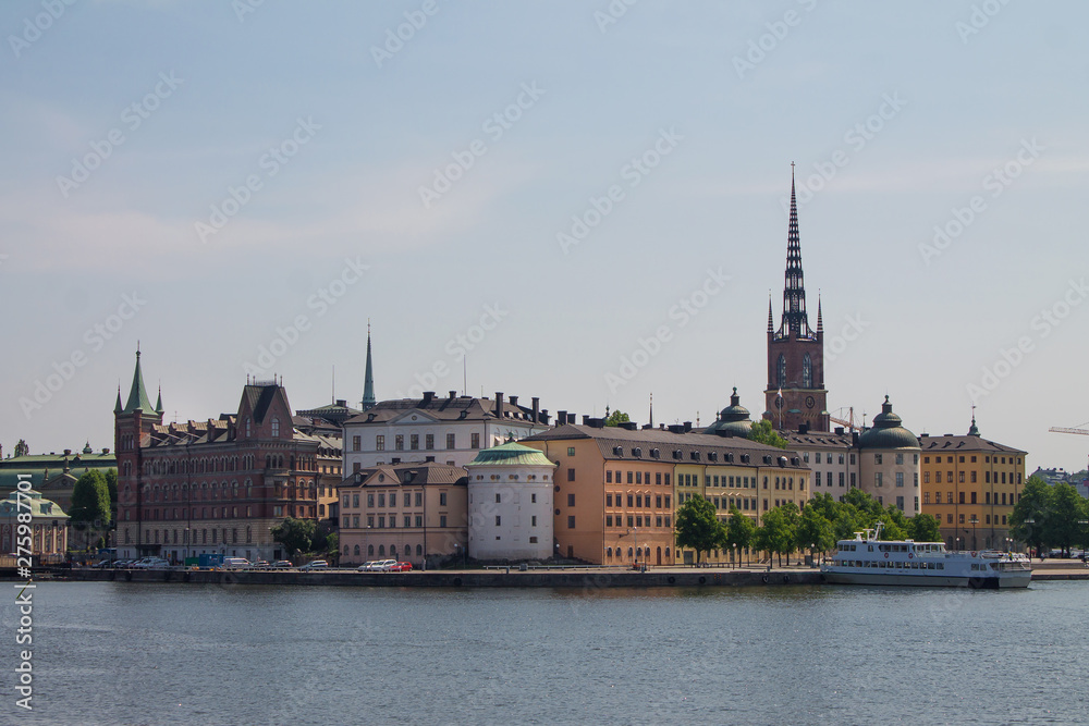 Scenic panorama of the Old Town in Stockholm, Sweden
