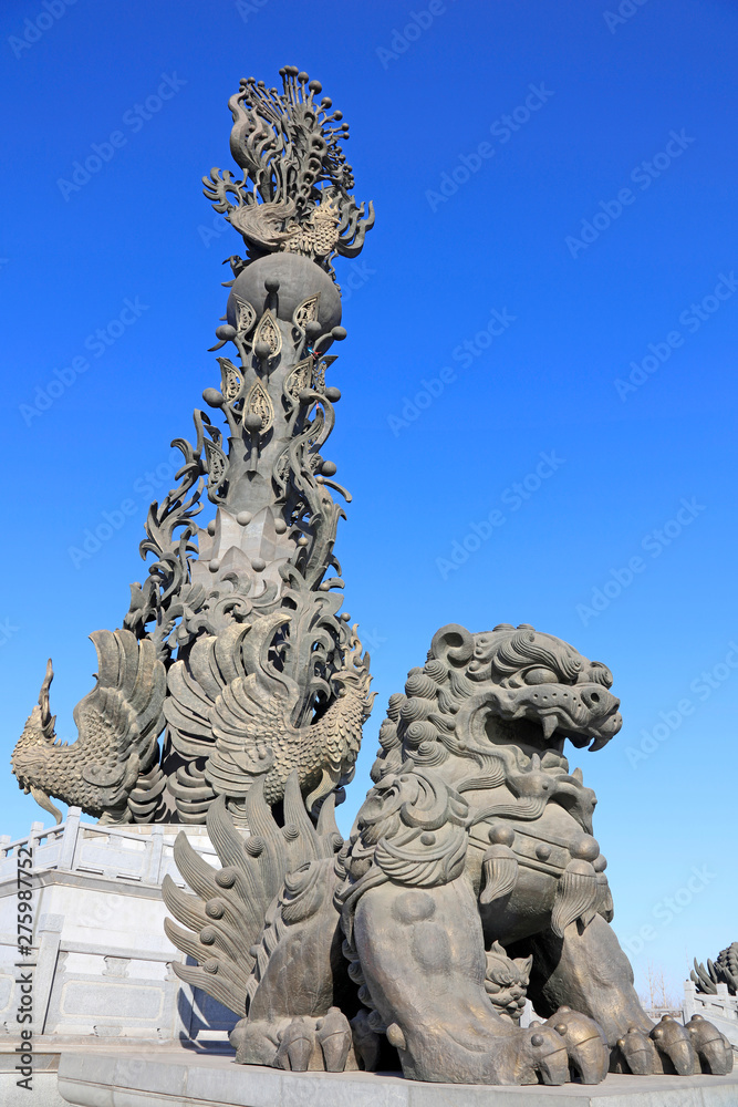 Fototapeta premium giant sculptures in the square, tangshan city, China