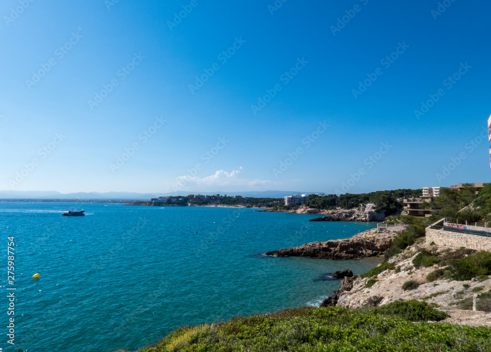 Coastline of Costa Calida in Murcia region, Spain.Blue water and sky.