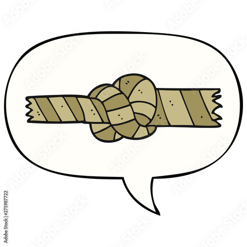 cartoon knotted rope and speech bubble