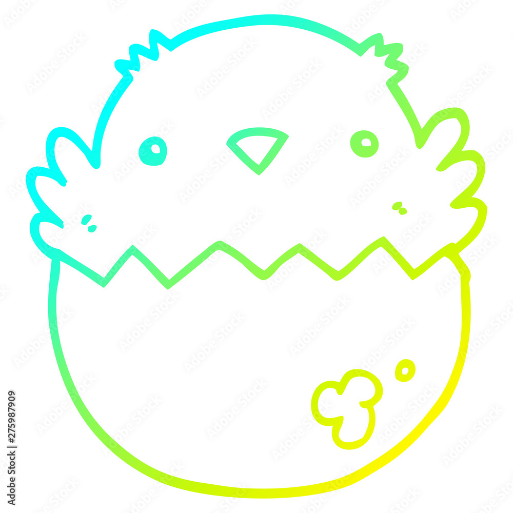 cold gradient line drawing cartoon chick hatching from egg cold gradient line drawing cartoon chick hatching from egg