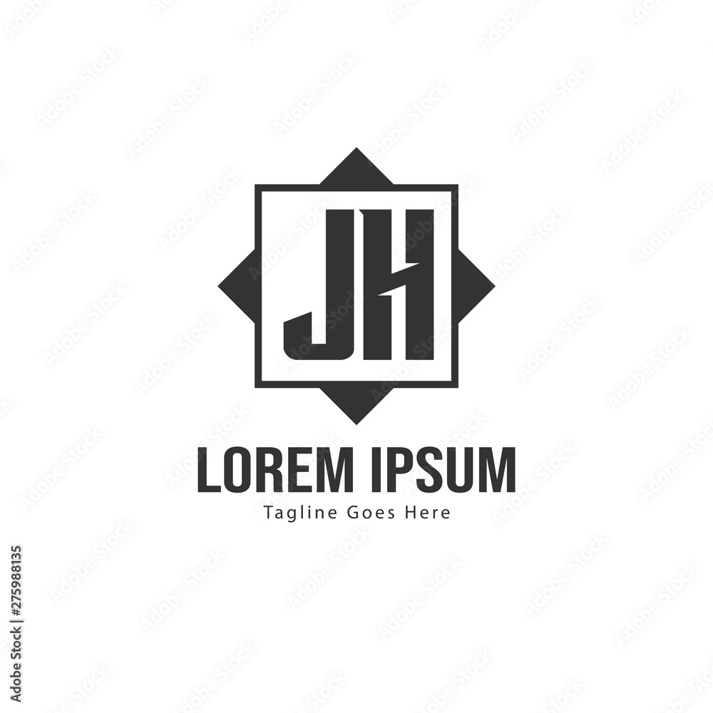 Initial JH logo template with modern frame. Minimalist JH letter logo vector illustration