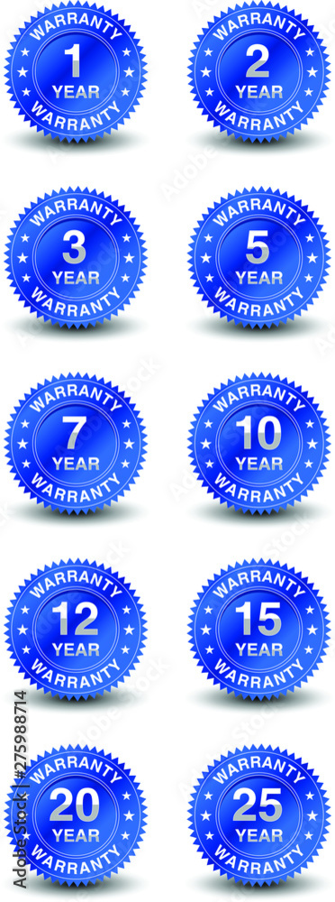 Reliable powerful year warranty badge set. Reliable powerful year warranty badge set.