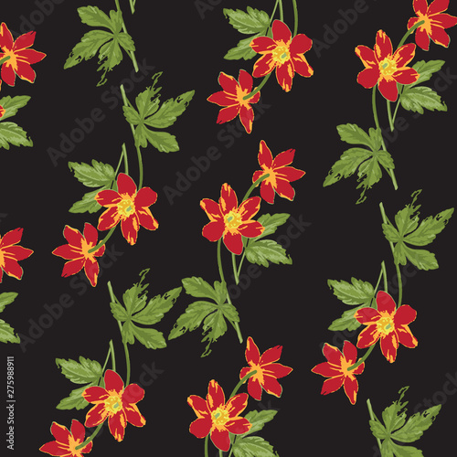 Fototapeta Naklejka Na Ścianę i Meble -  Floral bouquet vector pattern with small flowers and leaves