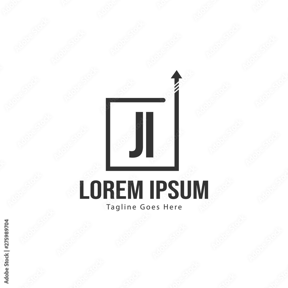 Initial JI logo template with modern frame. Minimalist JI letter logo vector illustration
