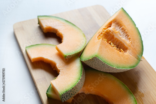 sweet and tasty  cantaloupe melon  cutted