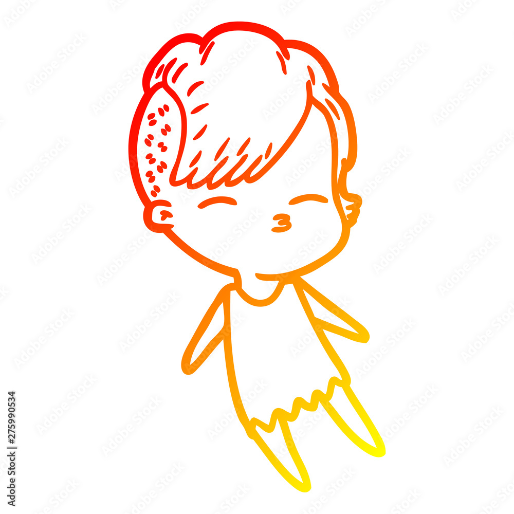 warm gradient line drawing cartoon squinting girl warm gradient line drawing cartoon squinting girl