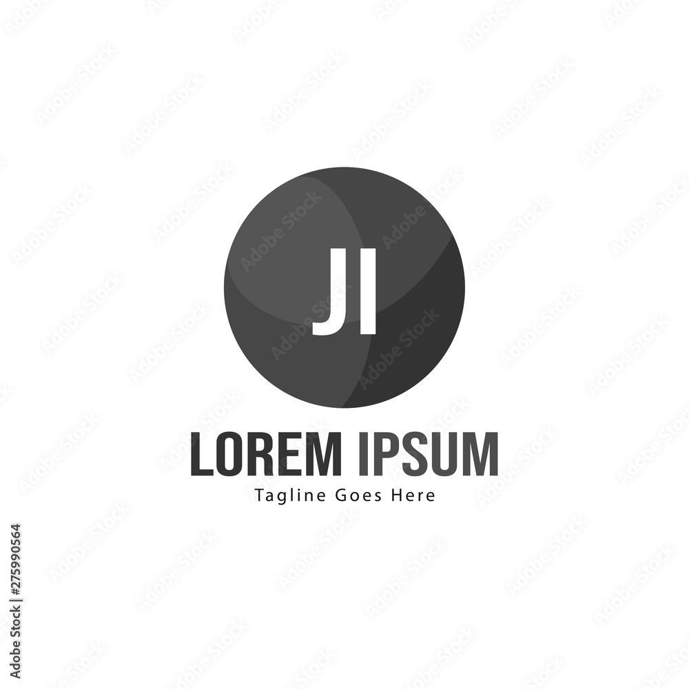 Initial JI logo template with modern frame. Minimalist JI letter logo vector illustration