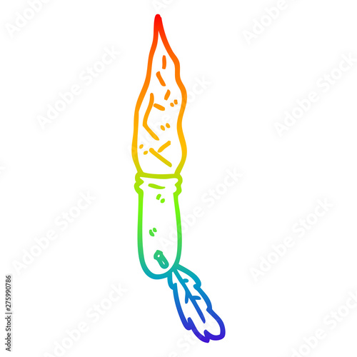 rainbow gradient line drawing cartoon stone dagger