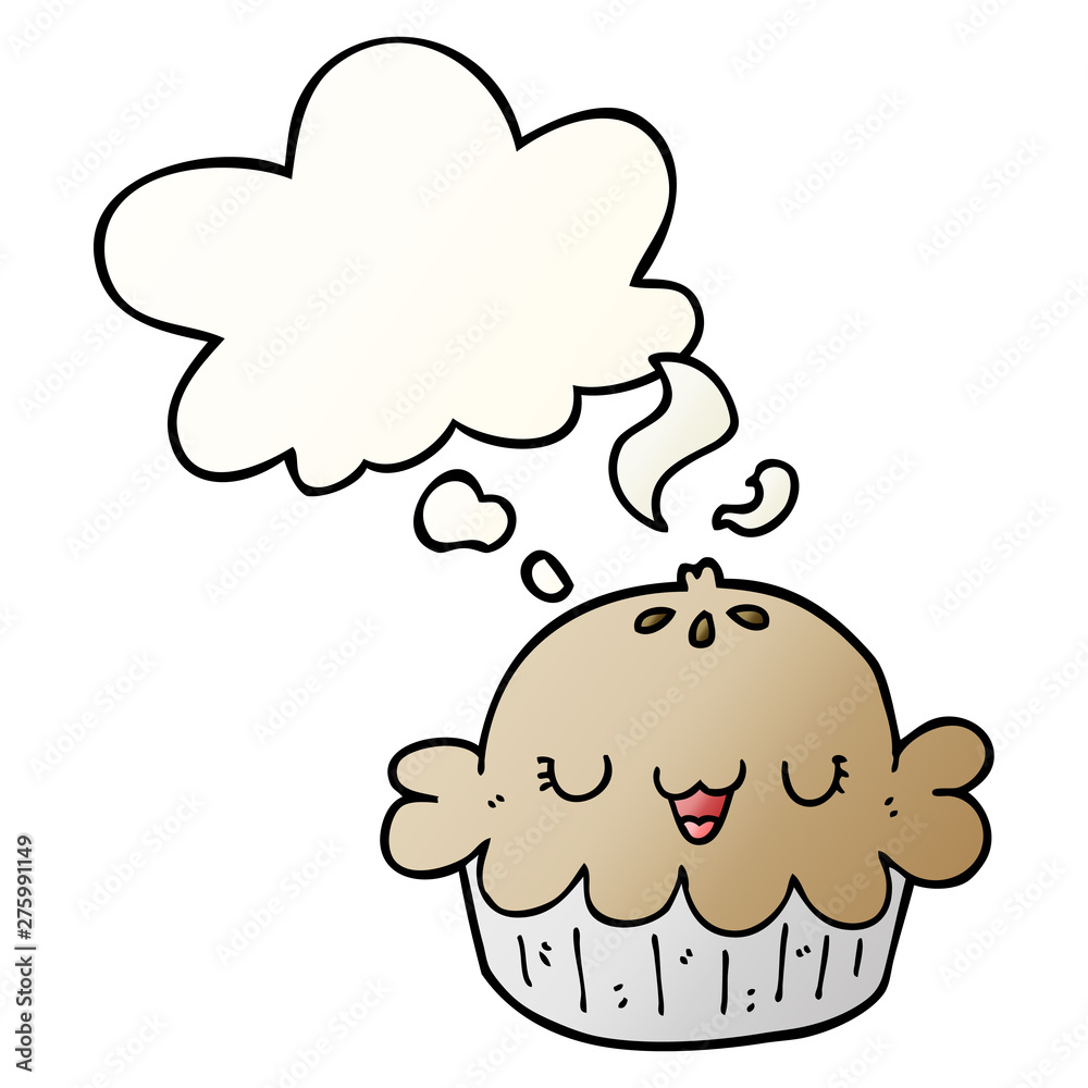 cute cartoon pie and thought bubble in smooth gradient style cute cartoon pie and thought bubble in smooth gradient style