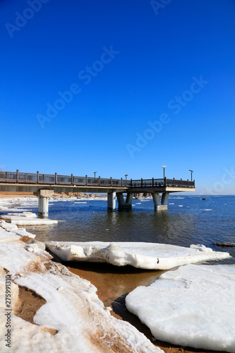 Wallpaper Mural pier on the seaside in winter Torontodigital.ca