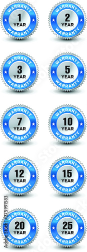 Blue and silver color combined powerful year warranty badge/seal set.