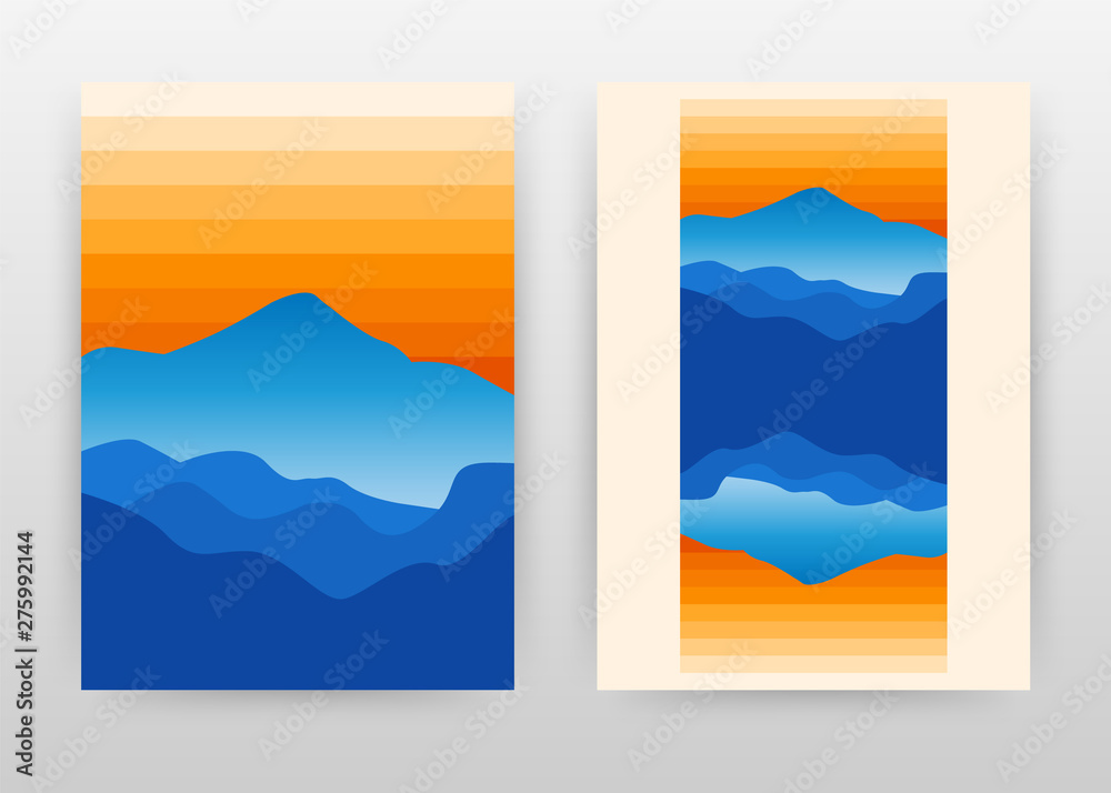 Geometric landscape of blue mountain business design for annual report, brochure, flyer, poster. Landscape background vector illustration for flyer, leaflet, poster. Abstract A4 brochure template.