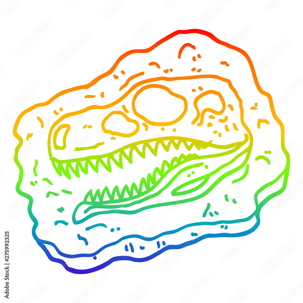 rainbow gradient line drawing cartoon ancient fossil rainbow gradient line drawing cartoon ancient fossil