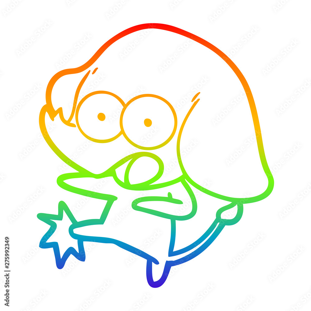 Obraz premium rainbow gradient line drawing cute cartoon elephant