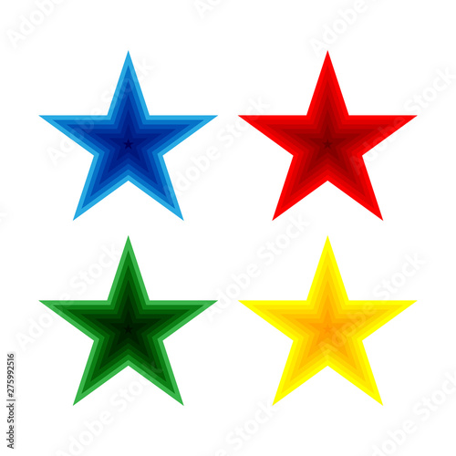 Set of blue, red, green and yellow stars