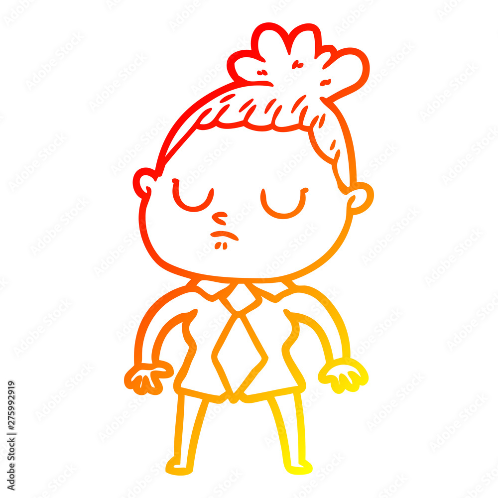 warm gradient line drawing cartoon calm woman