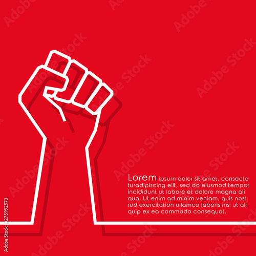 Raised fist minimal line design background for flyer, poster, brochure cover, typography or other printing products