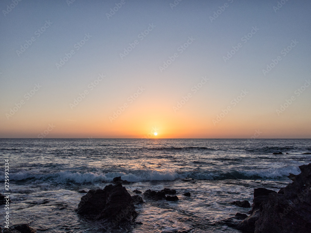 waves at sunset in Pantelleria Island, Italy