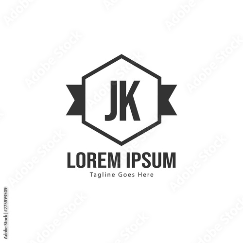 Initial JK logo template with modern frame. Minimalist JK letter logo vector illustration