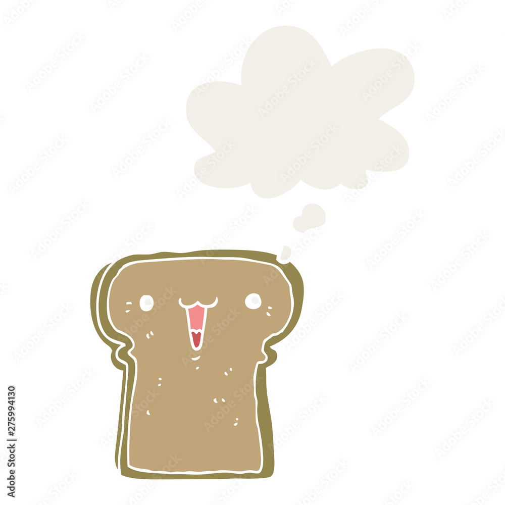 cute cartoon toast and thought bubble in retro style cute cartoon toast and thought bubble in retro style