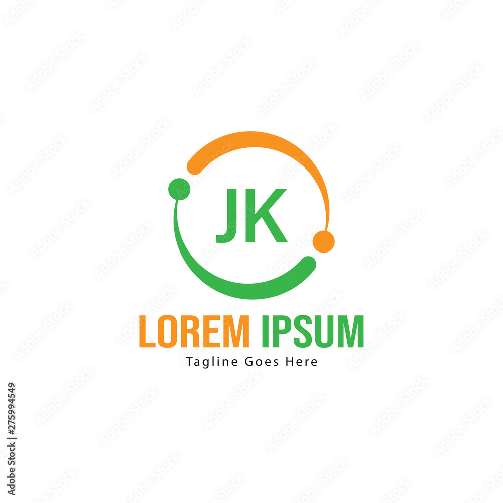 Initial JK logo template with modern frame. Minimalist JK letter logo vector illustration Initial JK logo template with modern frame. Minimalist JK letter logo vector illustration