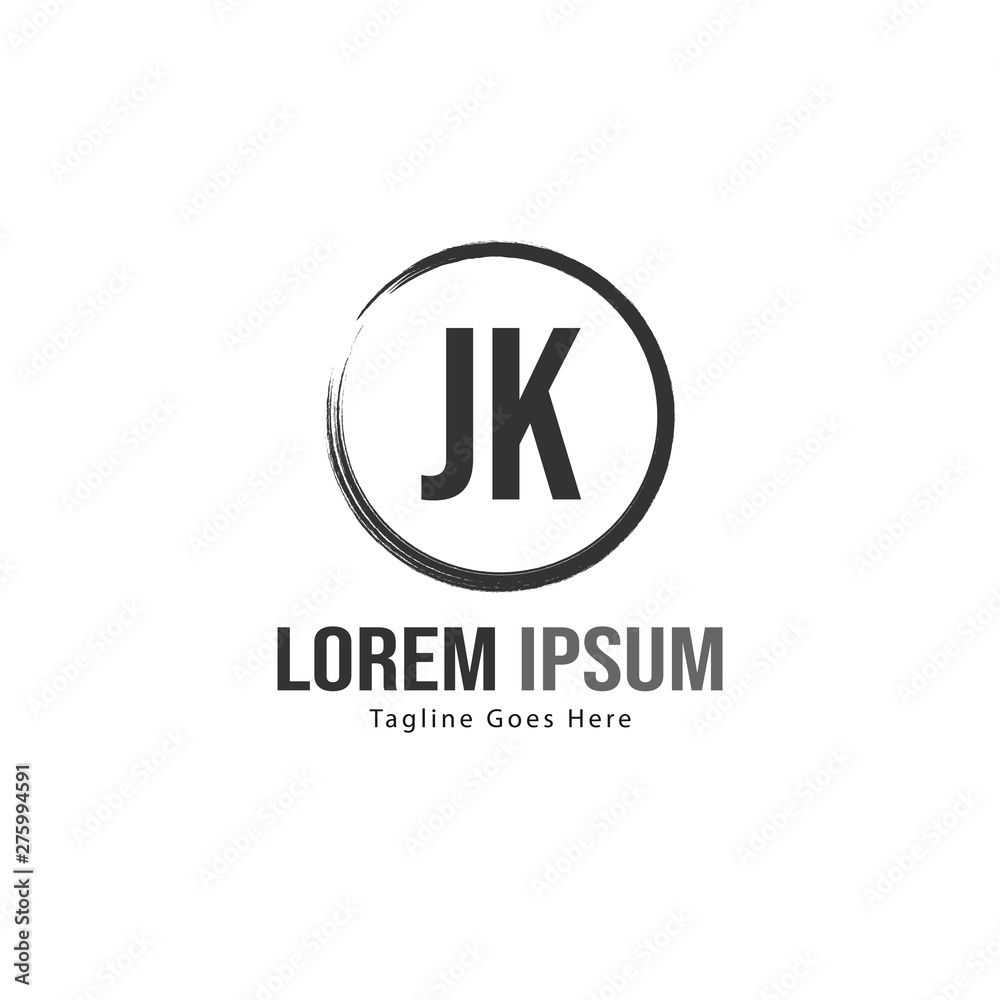 Initial JK logo template with modern frame. Minimalist JK letter logo vector illustration