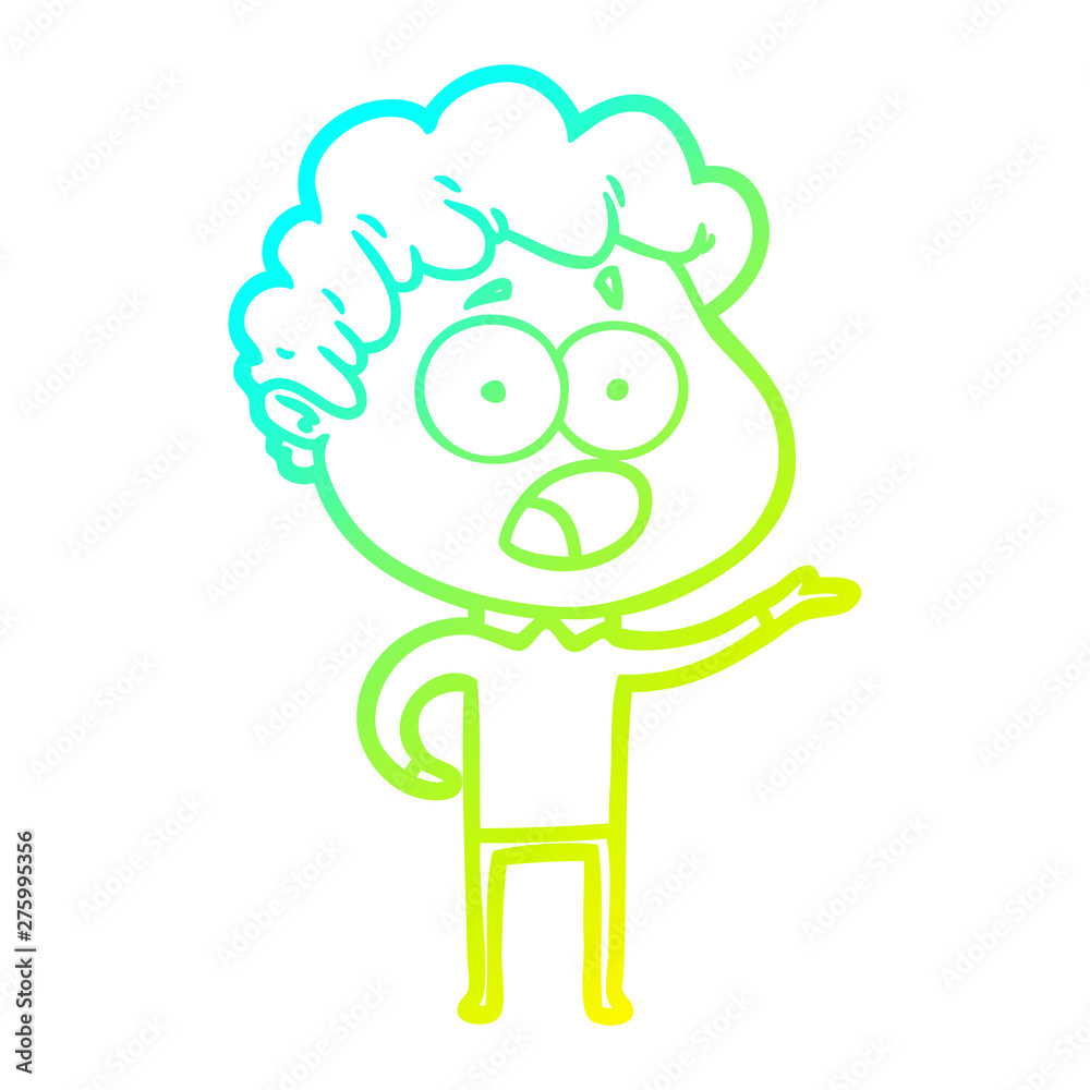 Fototapeta premium cold gradient line drawing cartoon man gasping in surprise